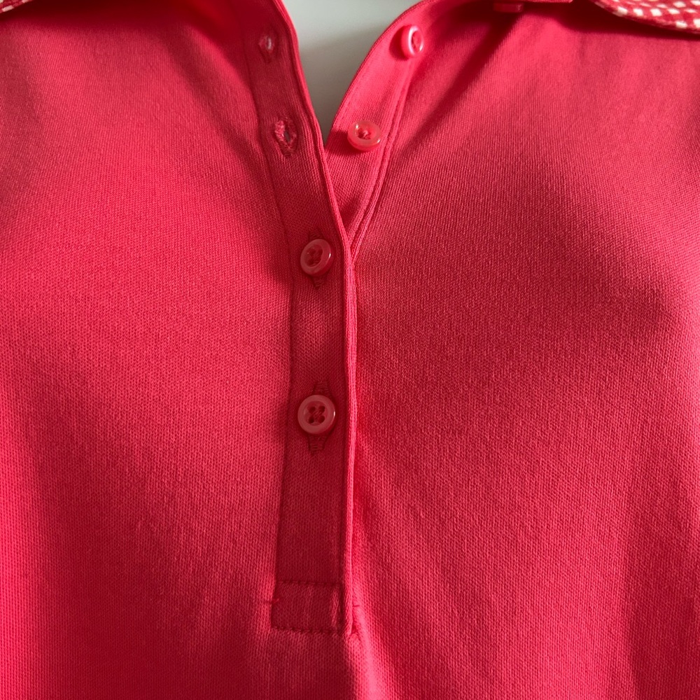 Women’s Lands' End Supima Cotton Polo Shirt in Rouge Pink Gingham - Picture 5 of 8